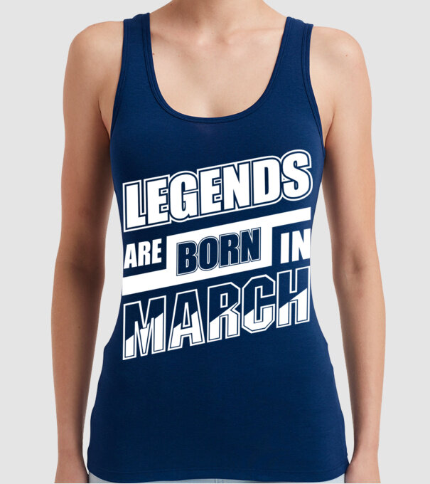 Legends are born in March model albastru închis pe tricou
