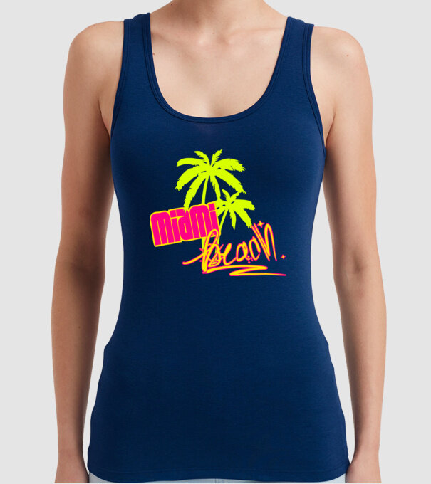 Miami beach model albastru închis pe tricou