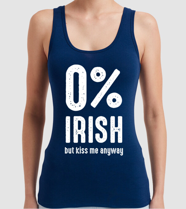 Not Irish but kiss me model albastru închis pe tricou