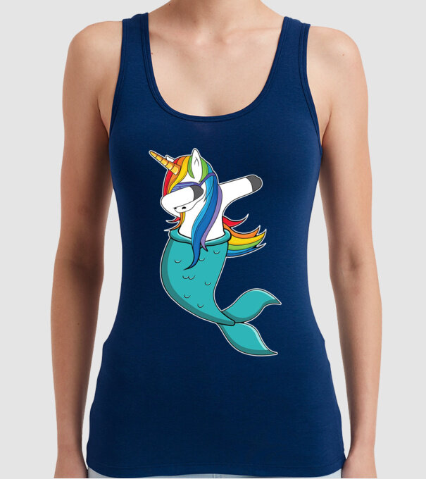 Unicorn Sirenă DAB model albastru închis pe tricou