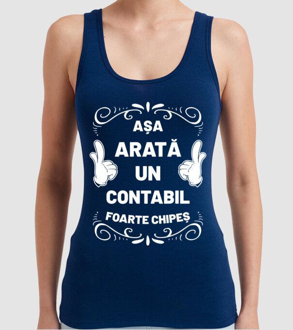 Așa arată un contabil foarte chipeș model albastru închis pe tricou