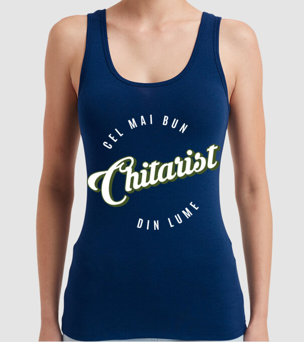 Cel mai bun Chitarist din lume model albastru închis pe tricou