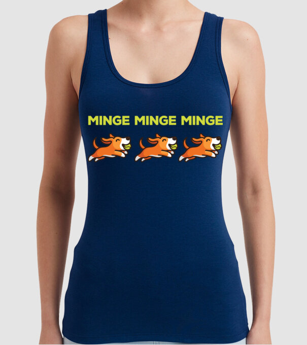 MINGE MINGE MINGE model albastru închis pe tricou