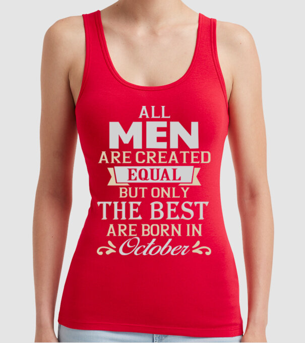 All men created equal but only the beat are born in october model roșu pe tricou