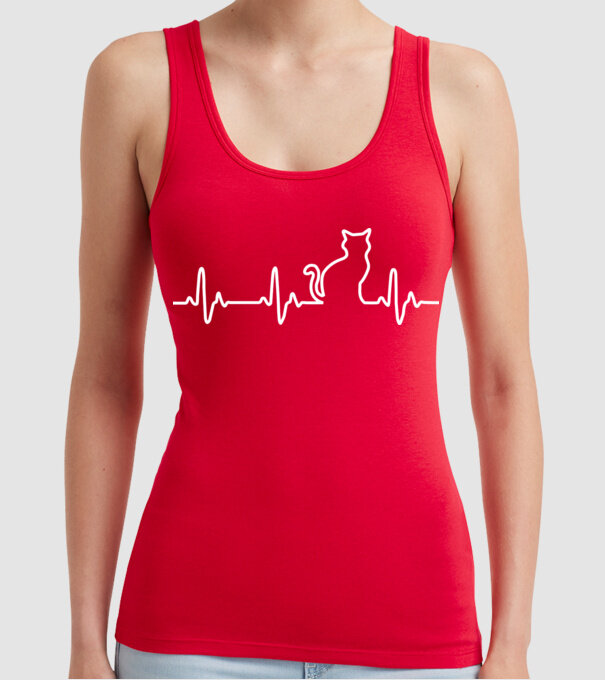 cat ekg model roșu pe tricou
