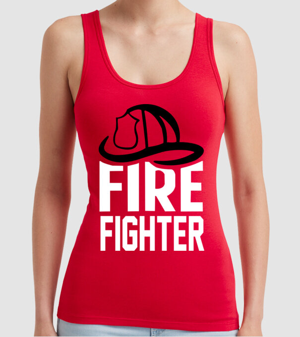 Fire fighter model roșu pe tricou