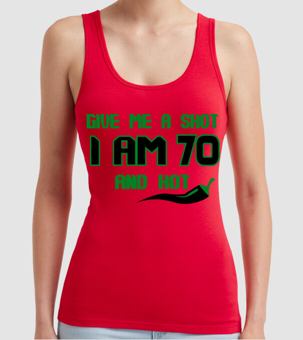 Give me a shot - 70 model roșu pe tricou
