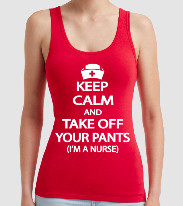 Keep calm and take off your pants model roșu pe tricou