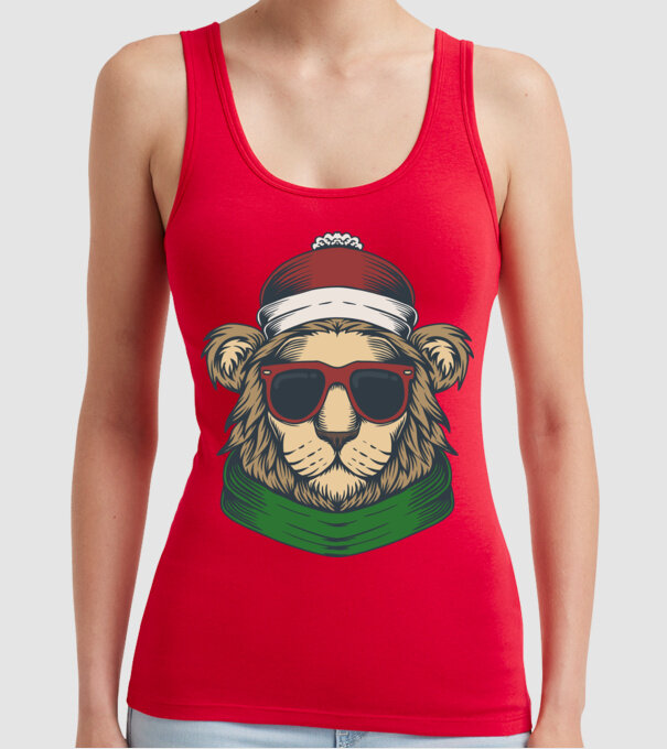 Leu Moș Crăciun model roșu pe tricou