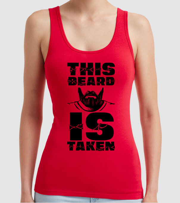 This beard is taken model roșu pe tricou