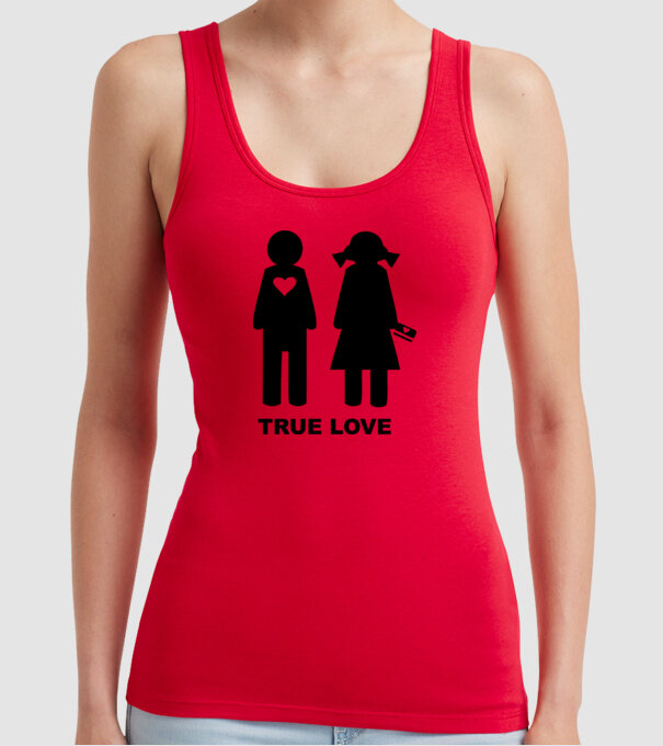 True Love model roșu pe tricou