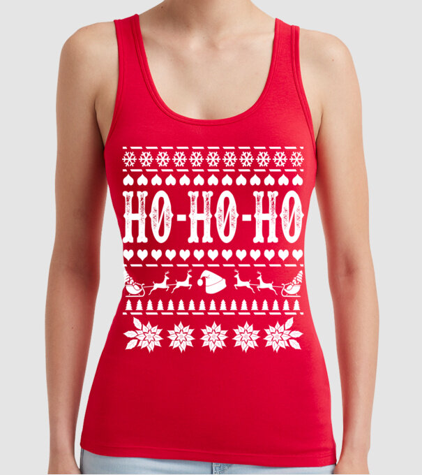 Ugly sweater hohoho model roșu pe tricou