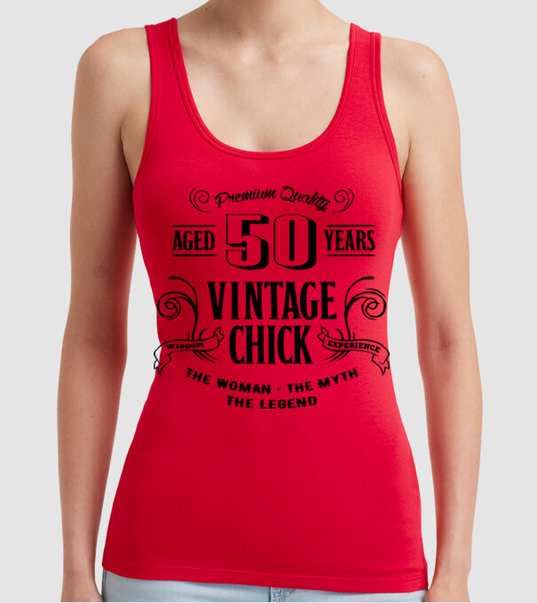 Vintage chick - 50 model roșu pe tricou