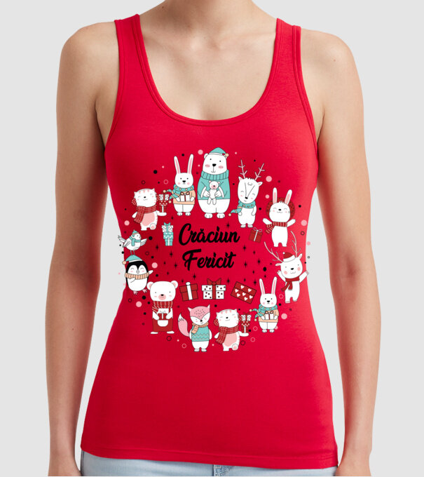 Crăciun Fericit model roșu pe tricou