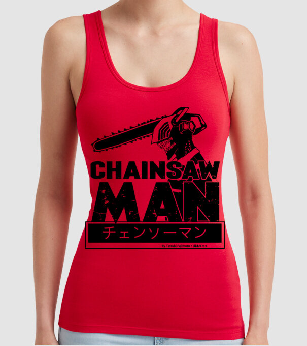 CSM - Chainsaw Man model roșu pe tricou