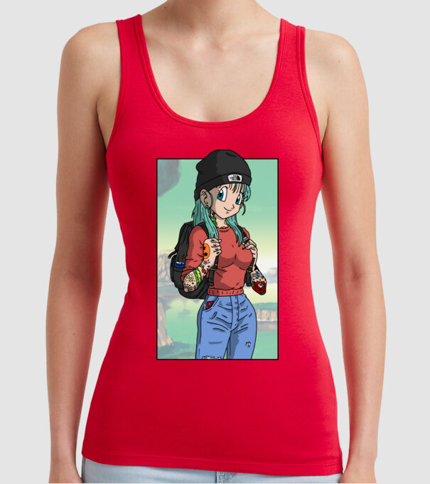 dragon ball bulma model roșu pe tricou
