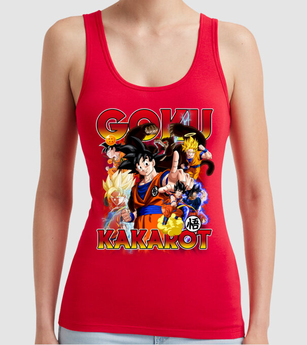 goku dragonball model roșu pe tricou