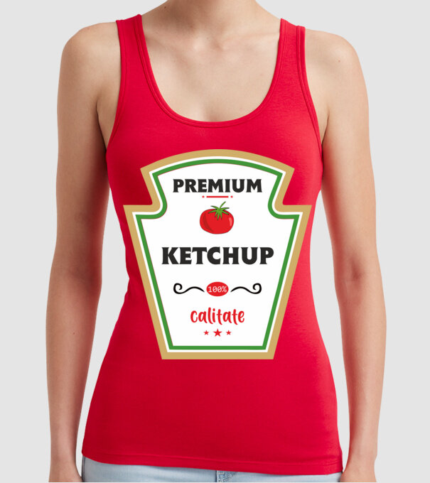 ketchup premium - calitate model roșu pe tricou