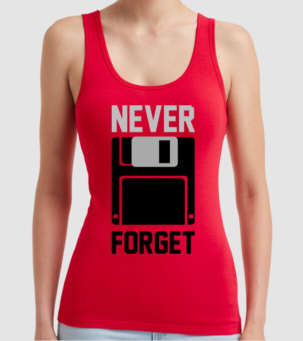 Never Forget model roșu pe tricou