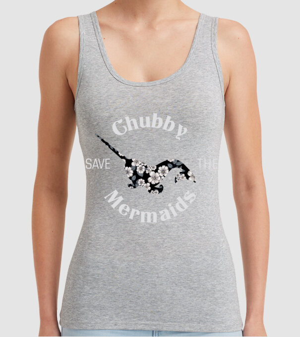 Chubby mermaid model gri pe tricou