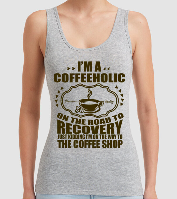 Coffeholic model gri pe tricou