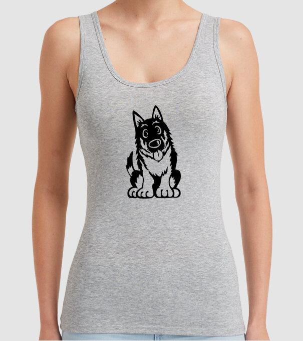 câine lup model gri pe tricou