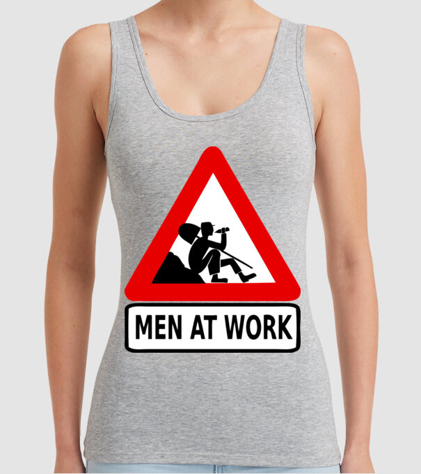 men at work model gri pe tricou