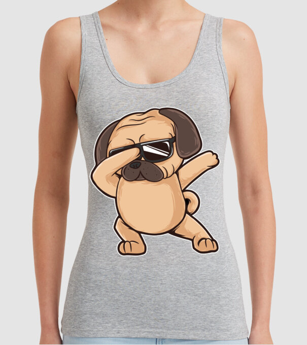 Mops DAB model gri pe tricou