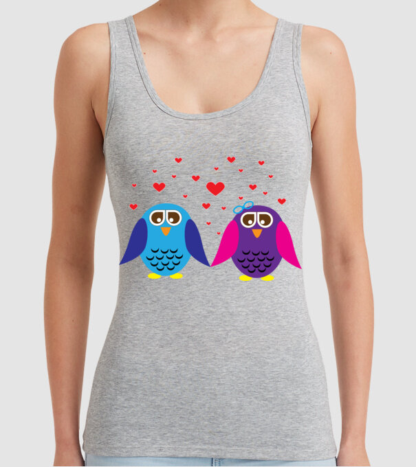 Owl Love model gri pe tricou