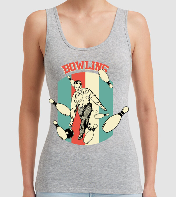 Retro Bowling model gri pe tricou