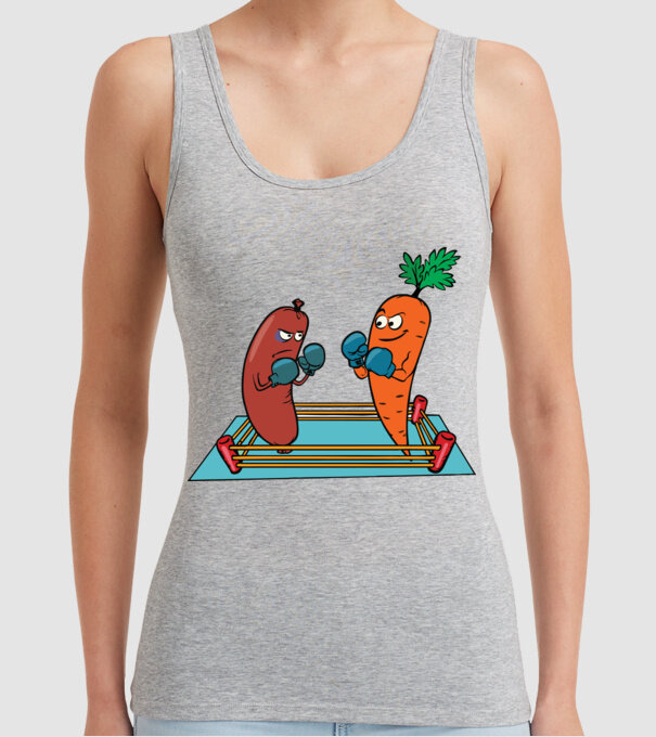 sausage vs carrot model gri pe tricou
