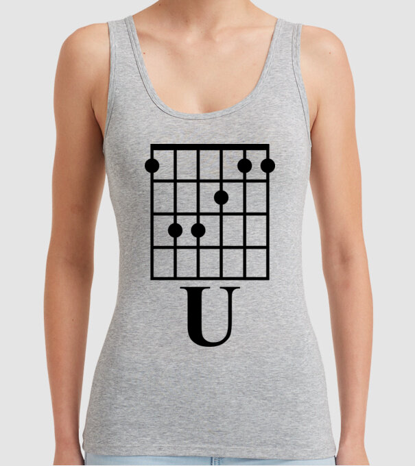 U Chord model gri pe tricou