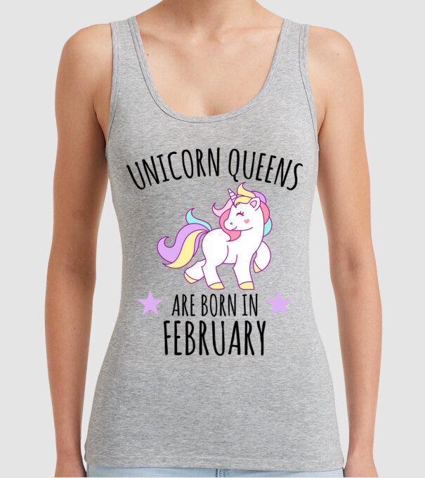 Unicorn queens are born in - February model gri pe tricou