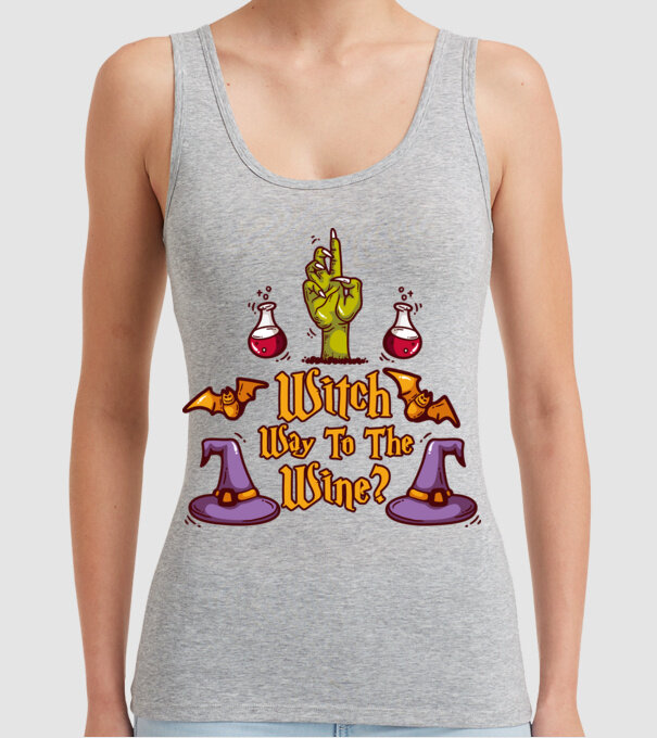 Witch way to the wine model gri pe tricou