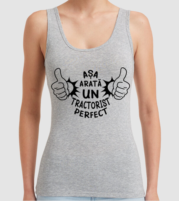 Așa arată un TRACTORIST perfect model gri pe tricou