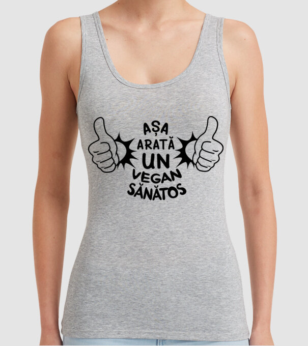 Așa arată un VEGAN sănătos model gri pe tricou