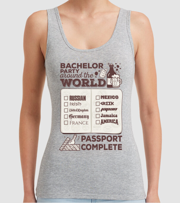 Bachelor Party World tour model gri pe tricou