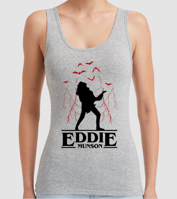 eddie munson stranger things model gri pe tricou