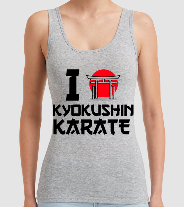 I love Kyokushin Karate model gri pe tricou