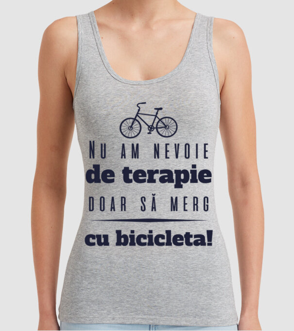 nu am nevoie de terapie, doar să merg cu bicicleta model gri pe tricou