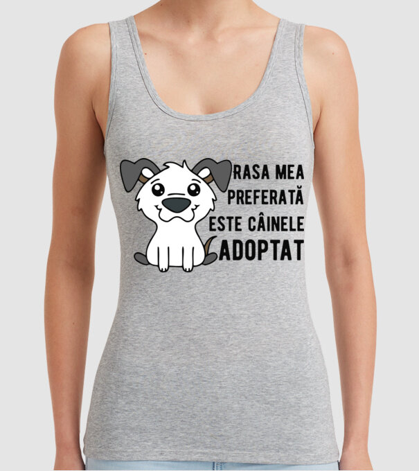 Rasa mea preferată este câinele adoptat model gri pe tricou