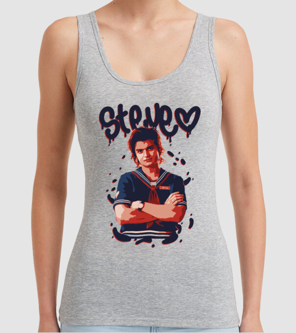 steve stranger things model gri pe tricou