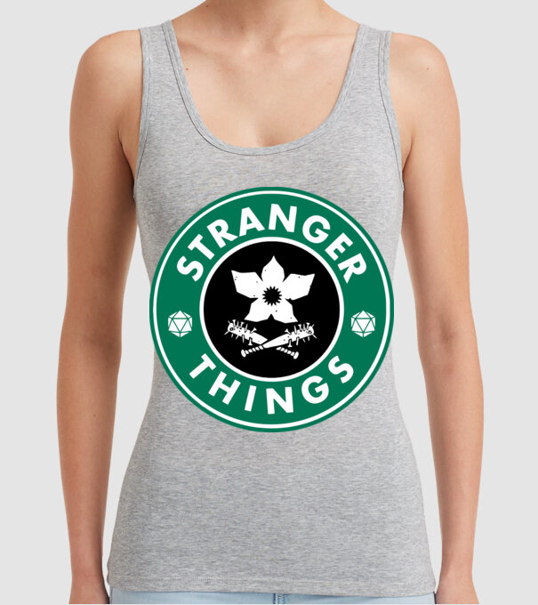 stranger things starbucks model gri pe tricou