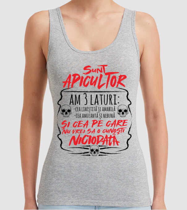 sunt apicultor am 3 laturi model gri pe tricou