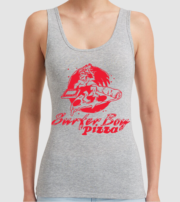 surfer boy pizza stranger things model gri pe tricou