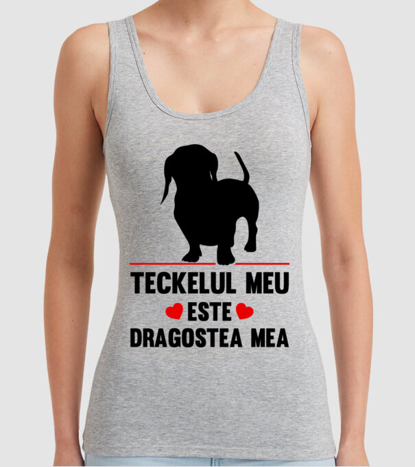 teckelul meu este dragostea mea model gri pe tricou