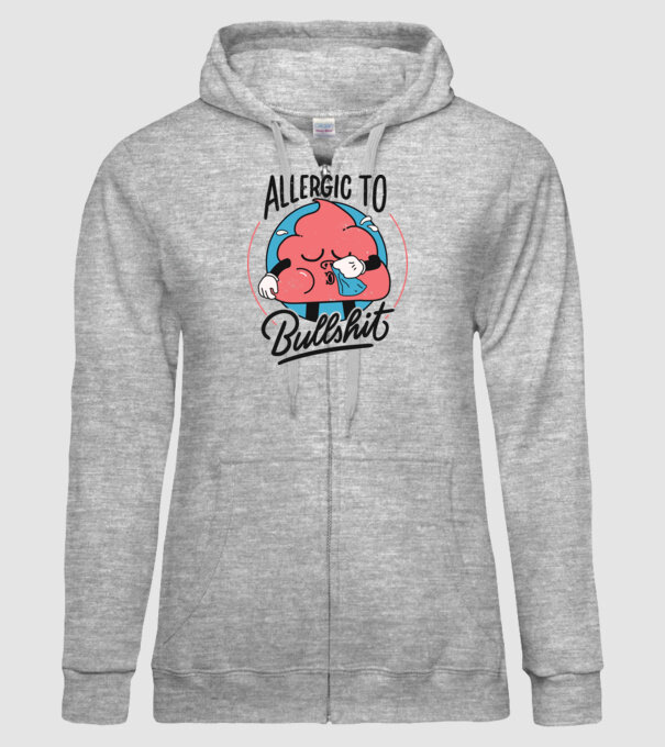 Allergic to bullshit antisocial model gri pe tricou