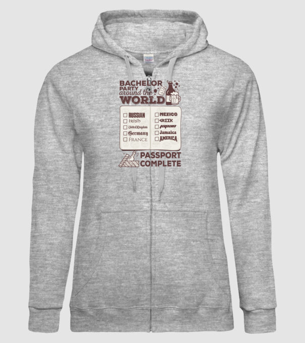 Bachelor Party World tour model gri pe tricou