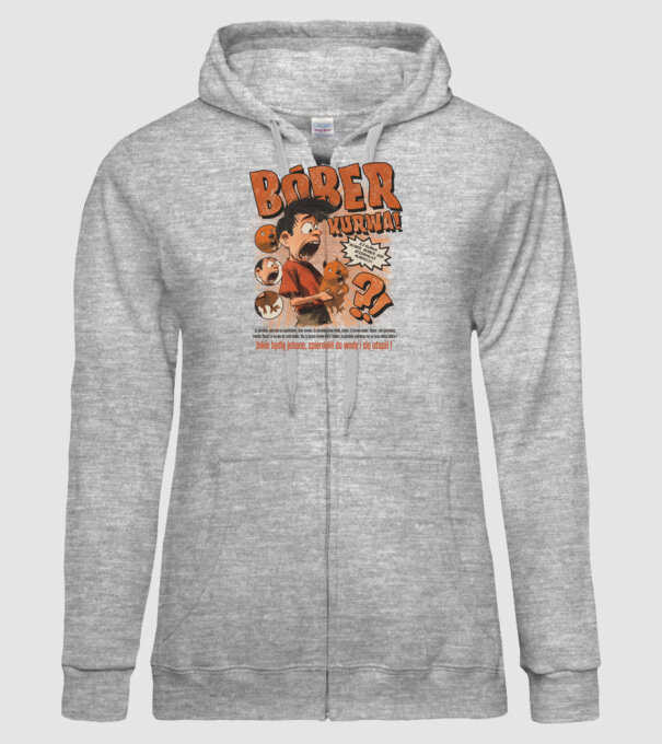 Bobr Kurwa comic model gri pe tricou
