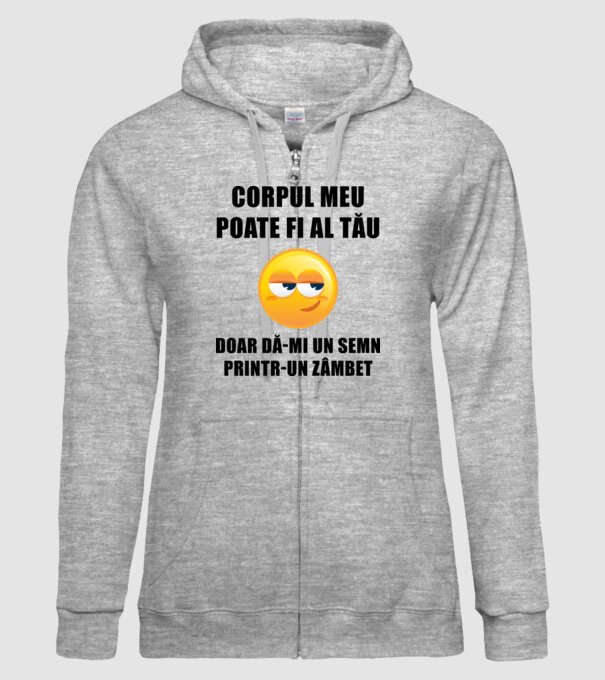 corpul meu poate fi al tău, doar dă-mi un semn printr-un zâmbet model gri pe tricou